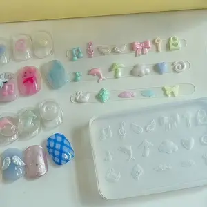 Y2K Note Dolphin Butterfly Cloud Mini Wings Nail Art Decorations, Transparent Silicone Mold for Cute Fashion Nails, Nail Art Tool, Nail Art Products