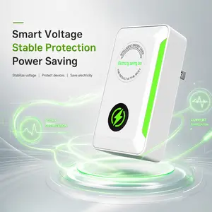 4 Pack Smart Energy Saving Plug in Power Factor Saver Voltage Stabilizer Surge Protector for Refrigerator AC Office Household Appliances Flame Retardant
