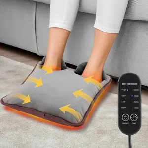 Electric Foot Heating Pad, Soft Plush Foot Warmer, Household Foot Warming Mat, 4 Heat Levels, Adjustable Heating Temperature, 4 Timers, Fast Heating, Ideal for Bed Office