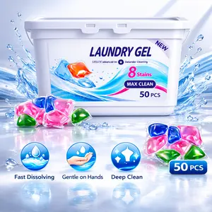 Laundry Gel 5-in-1 Pods 50 Count Coconut Sea Breeze Scent Heavy Duty Stain Remover Toss & Wash for Comprehensive Care Fast Dissolving Gentle on Hands Deep Clean - Detergent, Perfume