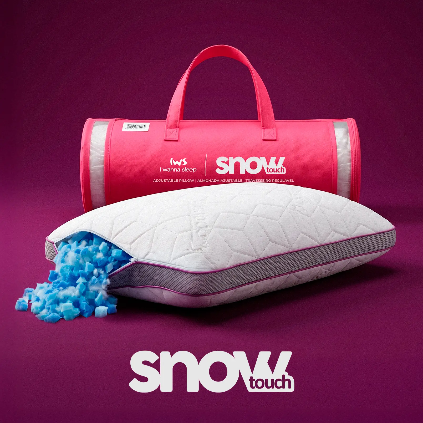 Adjustable Memory Foam Pillow – SnowTouch Customizable Loft Pillow with Gel-Infused Foam & Bamboo Cover for Neck Pain Relief (Side, Back & Stomach Sleepers)