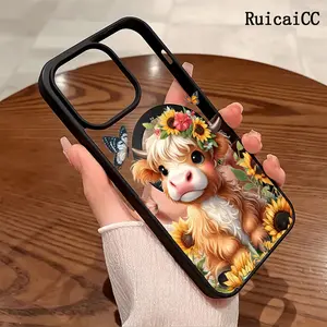 Premium Magnetic Phone Cases for iPhone11/12/13/14/15/16//17/Air/promax/Plus Cute Calf & Sunflower Simple y2k cased MagSafe Ready, Anti-Fall, Springtok and Ultra-Thin Design | Perfect for Everyday Use Protector Screen Protector Aesthetic Resistance