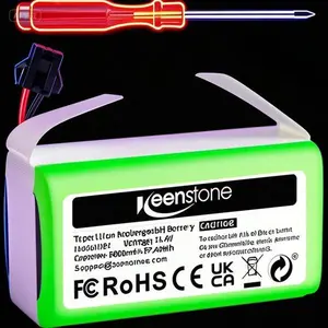 14.4V 2600mAh Robotic Vacuum Battery |   High Capacity Replacement Power Pack |   Compatible with Multiple RoboVac Models |   Long-Lasting & Rechargeable |   Universal Fit for Various Cleaner Brands