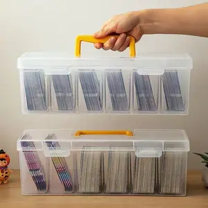 Dustproof Card Storage Box with Handle, Portable Organizer for Trading Cards, Photos & Small Items, Desk Drawer Container, Home & Office Use, Compartmentalized Organizers, Compartment Box