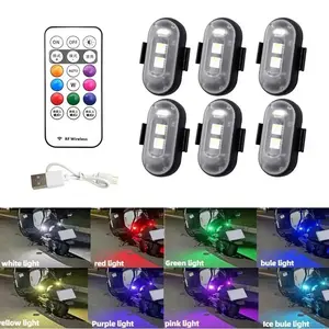 RGB Led Aircraft Strobe Light Remote Wireless Motorcycle Flash Light Warning Lights for Aircraft Airplane Helicopter Bike Car