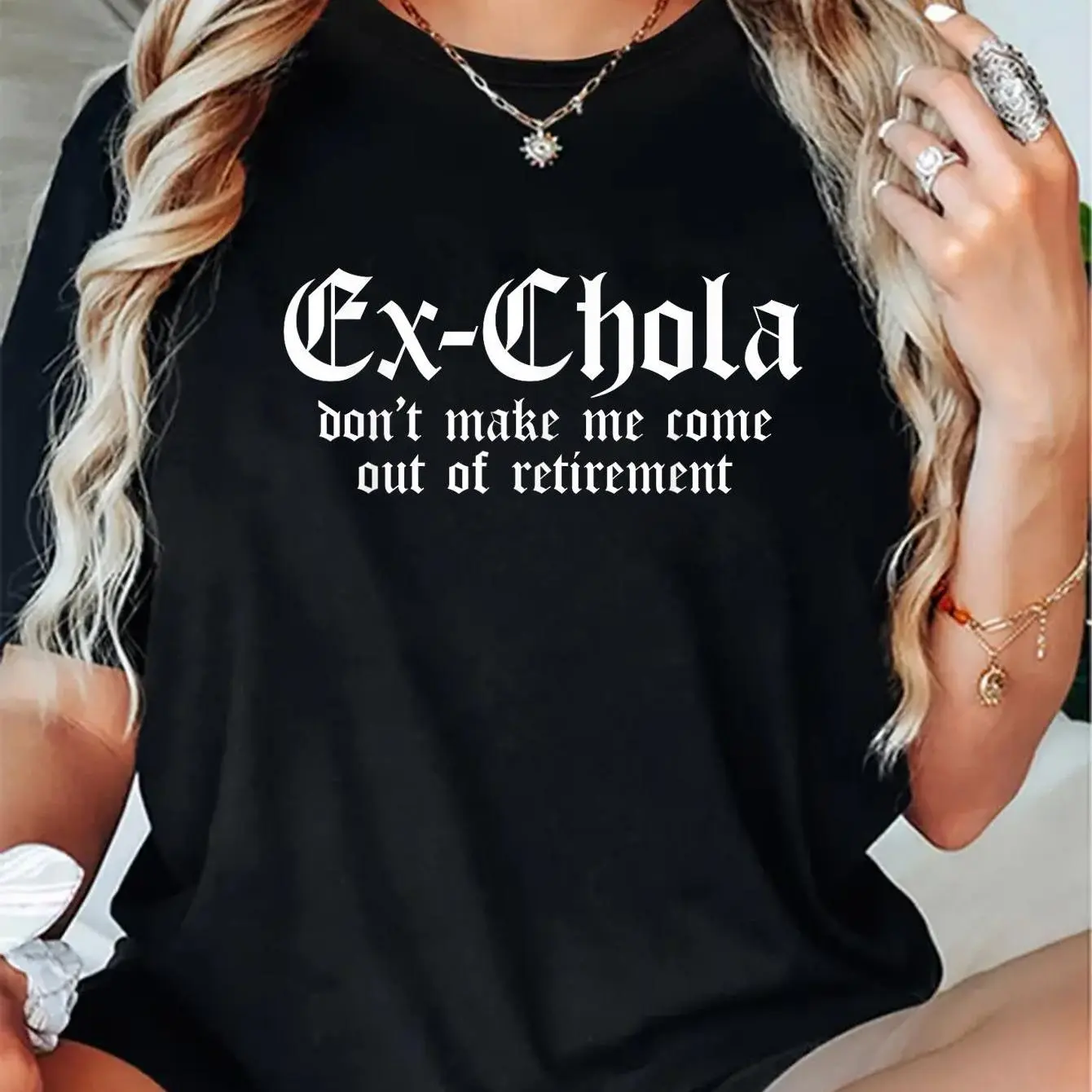 Women's Funny Chicana Graphic T-Shirt, Casual Street Style 100% Cotton Tee, Short Sleeve Round Neck Top for Everyday Wear, Shortsleeve, Streetwear, Vintage, Chicana Style, Whimsical Text Print, Lady, Wide Range Of Sizes