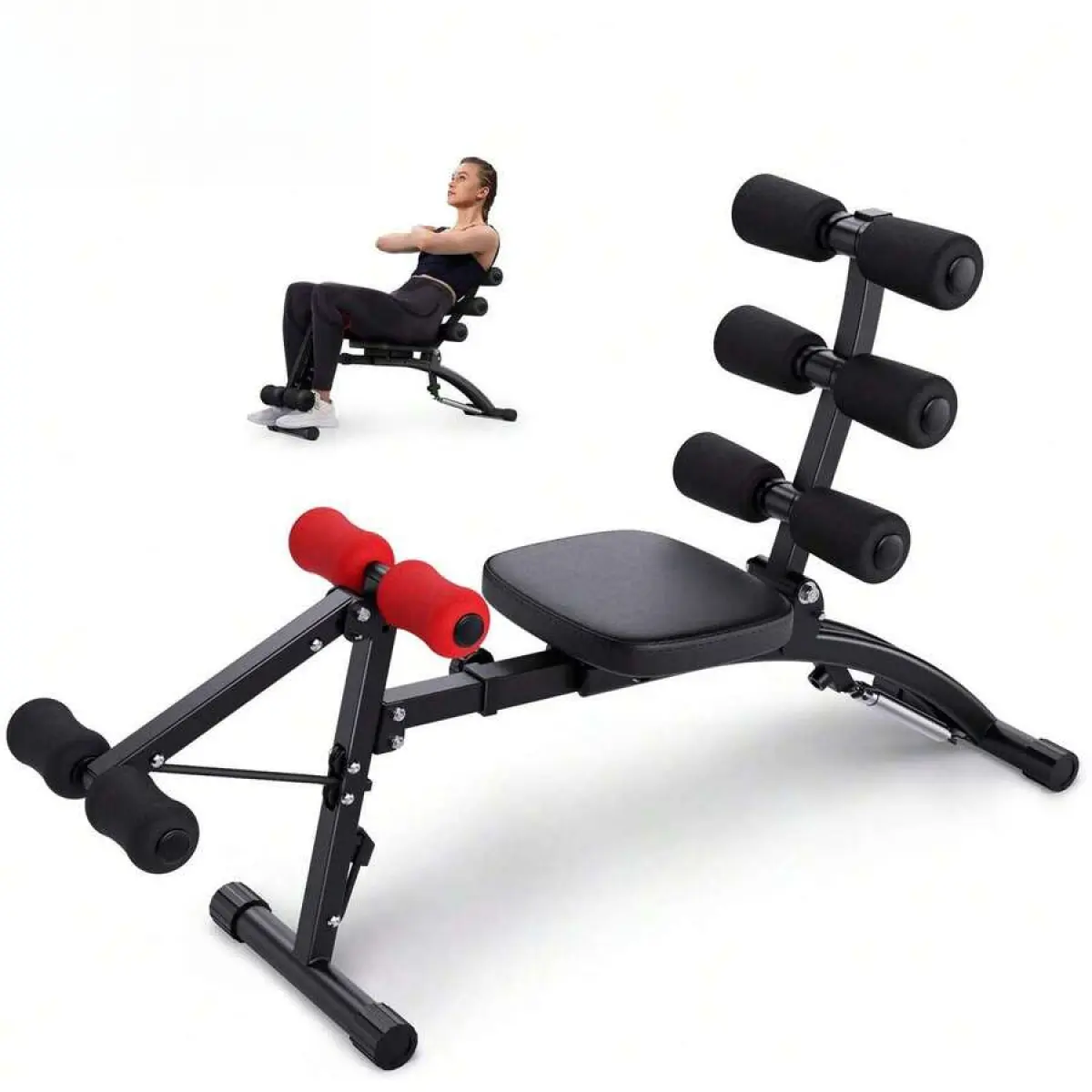Abdominal Core Trainer Adjustable Iron Alloy Core Exercise Bench for Home Gym - Ergonomic Contoured Pad, Soft Foam Roller, Enhanced Cushioning, Adjustable Length, Triangular Excellent Stability, Proper Body Alignment, Supports Up to 300 lbs Capacity