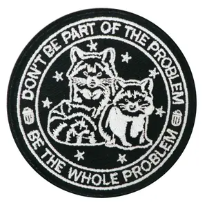 Don't Be Part of the Problem Raccoon Embroidered Patch, Unique Thorn Embroidery, Embroidered Thorns, Back Adhesive Iron-On, Suitable for Clothes Jackets Hats Accessories