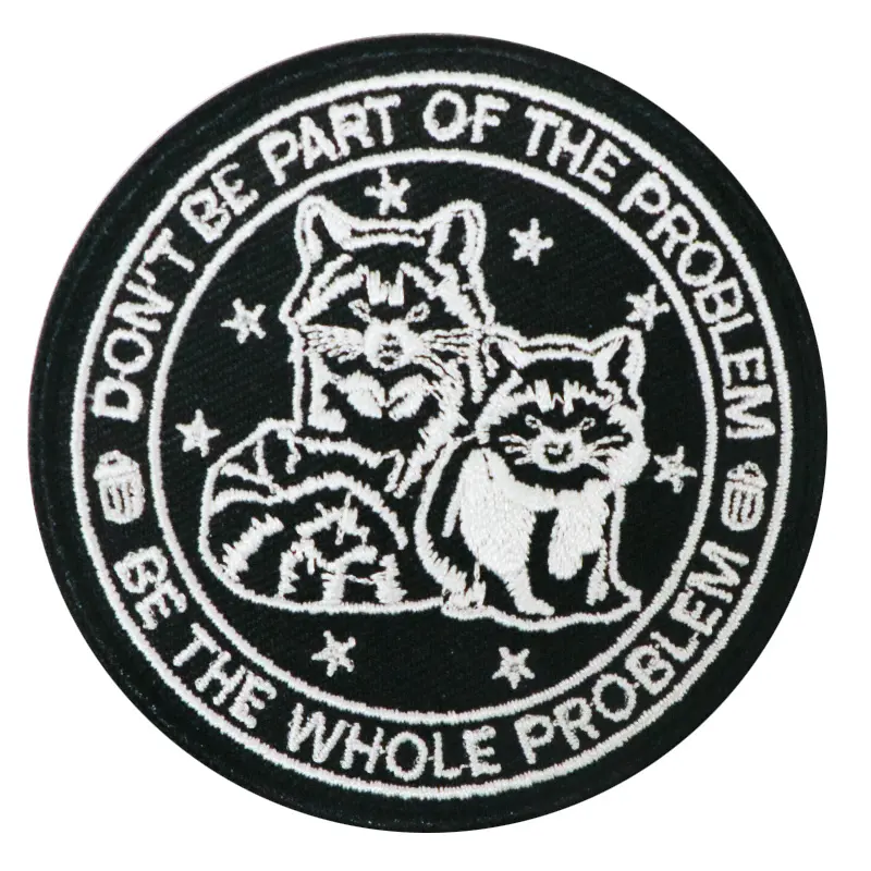 Don't Be Part of the Problem Raccoon Embroidered Patch, Unique Thorn Embroidery, Embroidered Thorns, Back Adhesive Iron-On, Suitable for Clothes Jackets Hats Accessories, Embroidery Patches