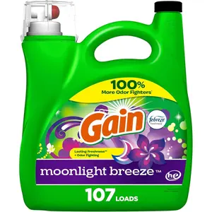 Gain + Aroma Boost Liquid Laundry Detergent, Moonlight Breeze Scent, 107 Loads, 154 fl oz, HE Compatible