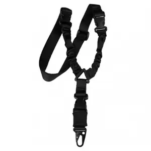 Two Point and Traditional Sling for Outdoor Black  rope safety High-quality nylon webbing + High-quality elastic rubber + Steel metal eagle beak buckle vertical single point rope