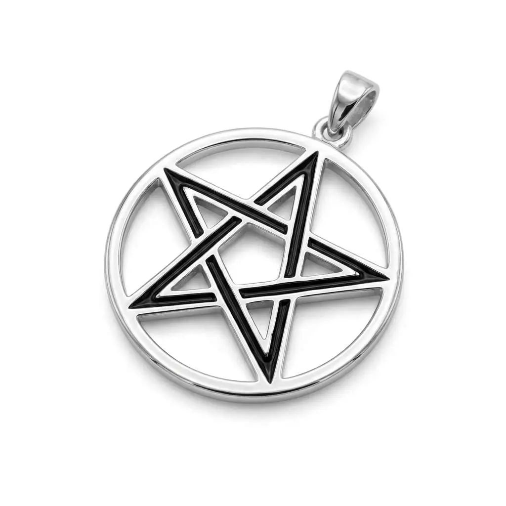 3/4" Pentagram Sterling Pendant — Wiccan Silver Charm Necklace