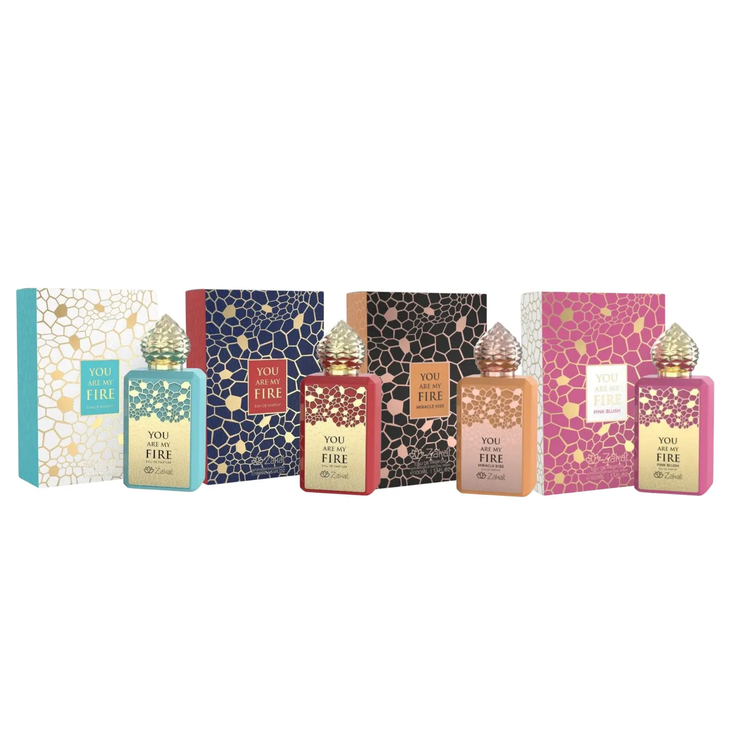 ZAKAT PARFUMS You Are My Fire 100ML Unisex EDP Fragrance, Fruity-Sandal & Sweet Vanilla Notes, Daily Use Fragrance with Rouge, Miracle Kiss, Pink Blush