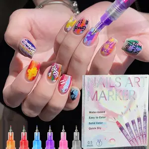12 Color Steel Tip Valve Nail Art Pen Set, Nail Art Marker, DIY Manicure Tools, Abstract Lines, Floral Patterns, Vibrant Colors, Quick Dry, Professional Nail Art Supplies
