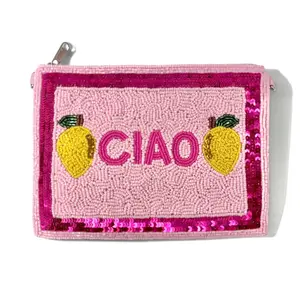 Ciao Lemon Beaded Large Pouch