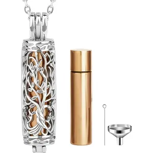 Cremation Jewelry for Ashes Tree of Life Urn Necklace Cylinder Vial Urn Pendent Waterproof for Men Women Keepsake Ashes Necklace Pendent Loved One Memorial