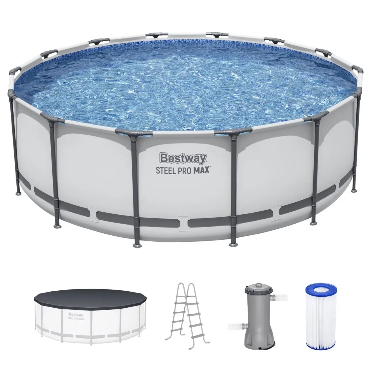 Bestway Steel Pro MAX 14'x48" Round Above Ground Swimming Pool with Pump & Cover