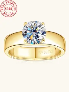 S925 Sterling Silver Moissanite Ring, Luxury Engagement Ring for Women, Fashion Jewelry Accessories for Party, Trendy All-match & Exquisite Jewelry for Birthday Gift