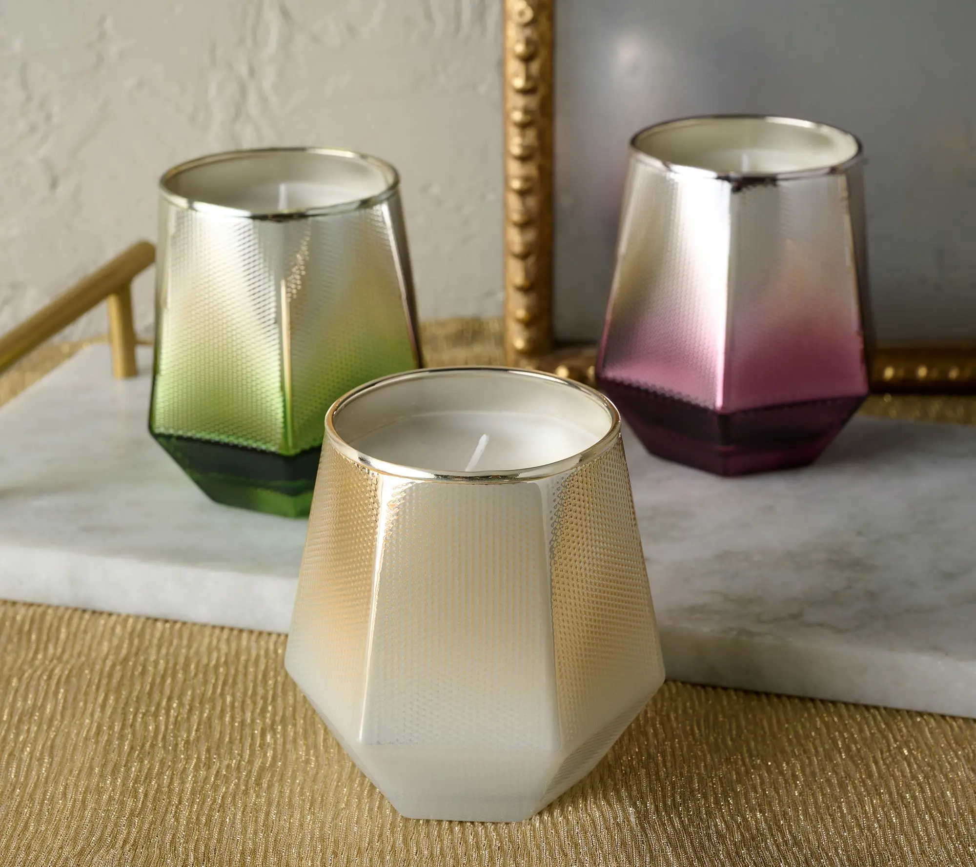 Fierce Home Set of 3 Hammered Glass Candles
