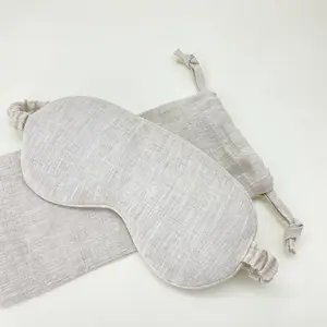 Sleep Mask Pure Linen Eye Mask, with Elastic Band,Comfort Sleeping Shade for Nighttime Sleeping, Traveling & Napping,Side Sleeper Eye Cover Cooling with Travel Bag Gift Package
