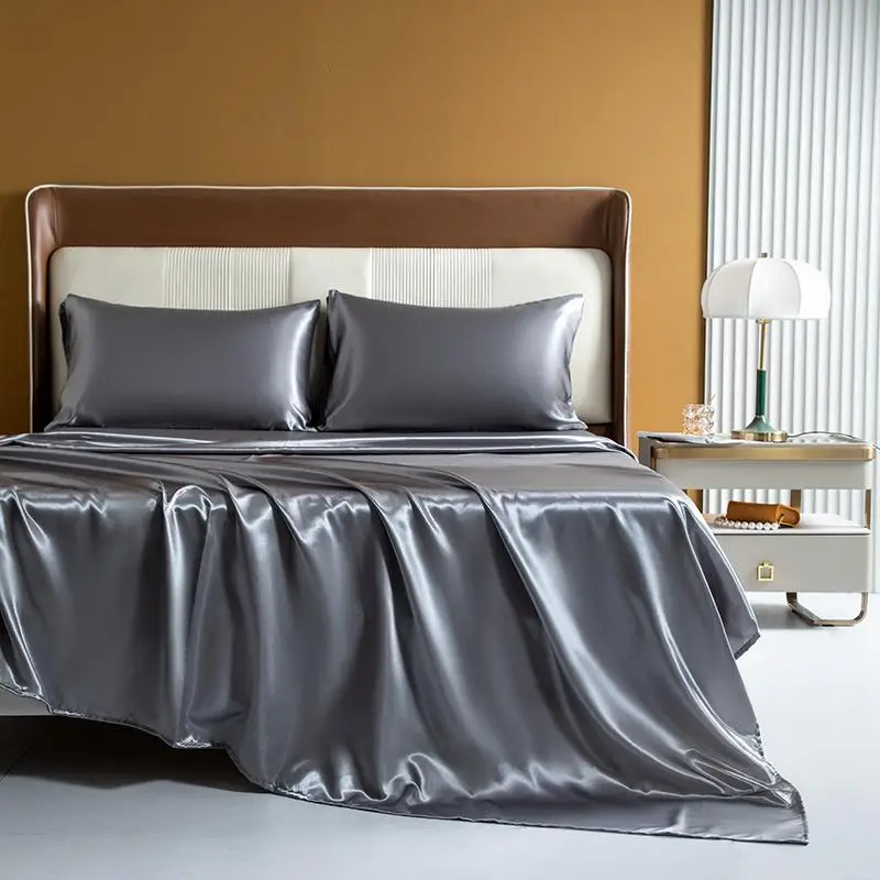 3pcs/set Solid Color Bedding Set, Including Fitted Sheet, Flat Sheet & Pillowcase Without Filler, Soft Bedding Set for Home Bedroom & Hotel