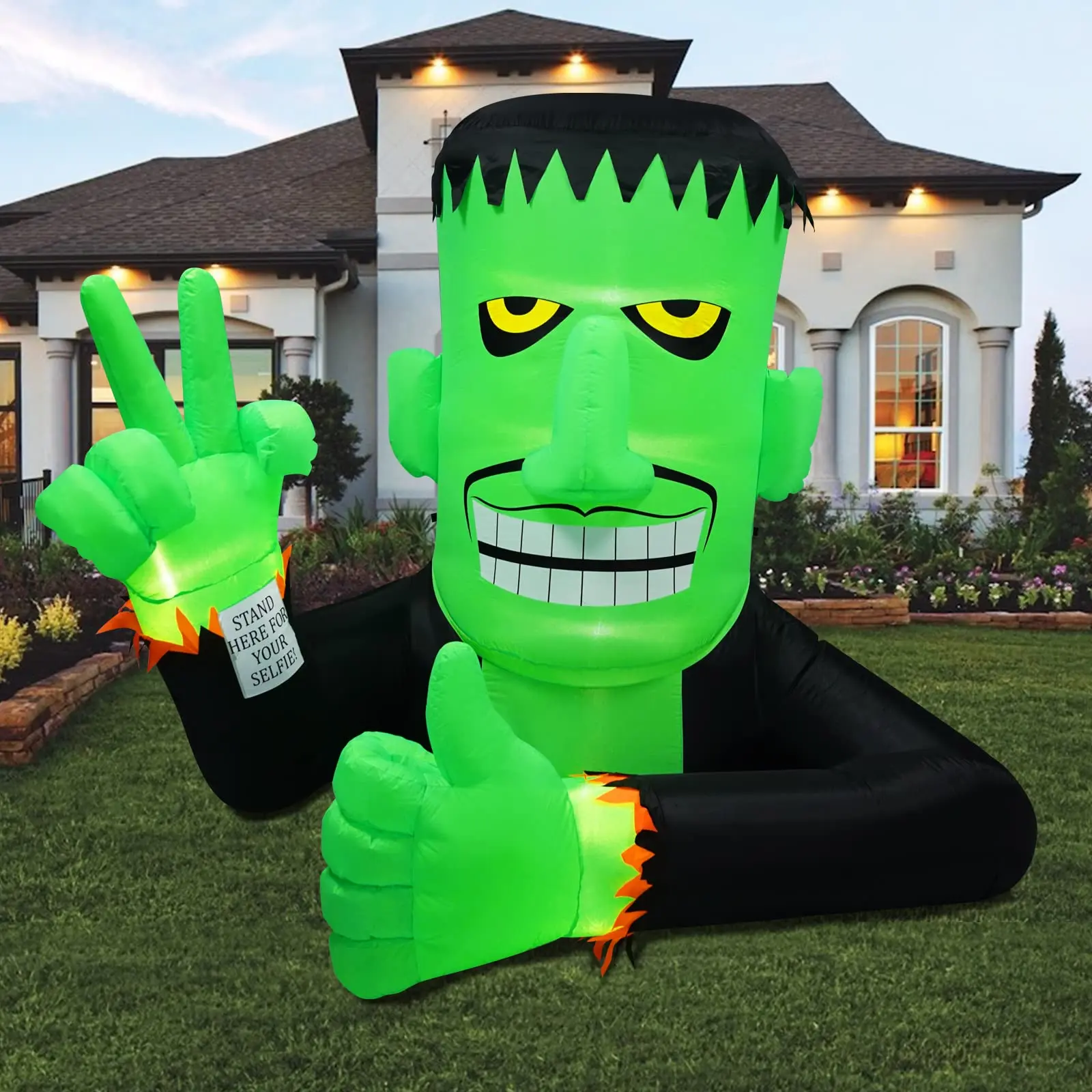 6 FT Halloween Inflatable Frankenstein Novelty Toy with Built-in LED Lights, Blow-Up Outdoor Lawn Decoration for Garden, Porch, Holiday Party