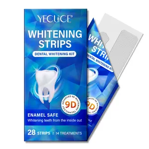 Yecuce 1 Box 28 Sheets 9D Whitening Tooth Stickers, Teeth Care, Enamel Safe Teeth Whitening, Suitable for Sensitive Teeth, Non-Slip Dry Stick Technology, Teeth Brightening Strips