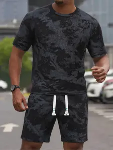 Street Style Mens Clothing Fashion Forward Tie Dye T Shirt And Shorts Set With Unique Pattern And Ribbed Fabric Edgy Casual Wear For Urban Life And Night Out