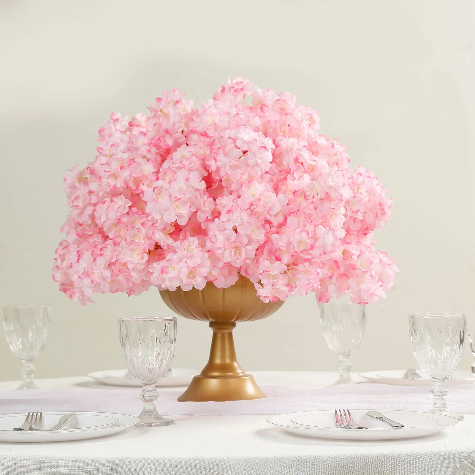 20-in Blush Artificial Cherry Blossom Floral Bouquet - Pre-Arranged Silk Flower Ball Arrangement, Home Decor Centerpiece for Wedding, Anniversary (Home Supplies)