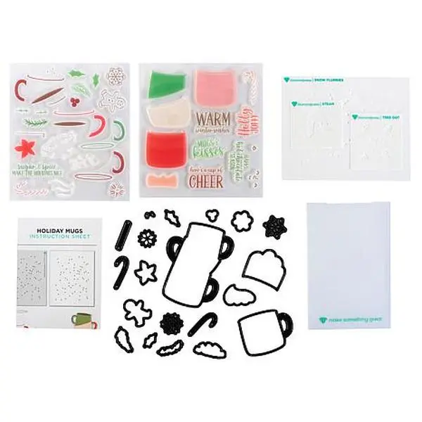Crafts & Sewing Diamond Press Holiday Mugs Stamp, Die and Stencil Set