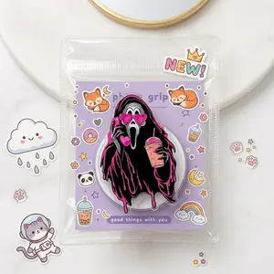 Cute Scream Ghost Phone Grip, Heart Glasses & Drink, Magnetic Pop Grip for Teens & Trendy Horror Fans