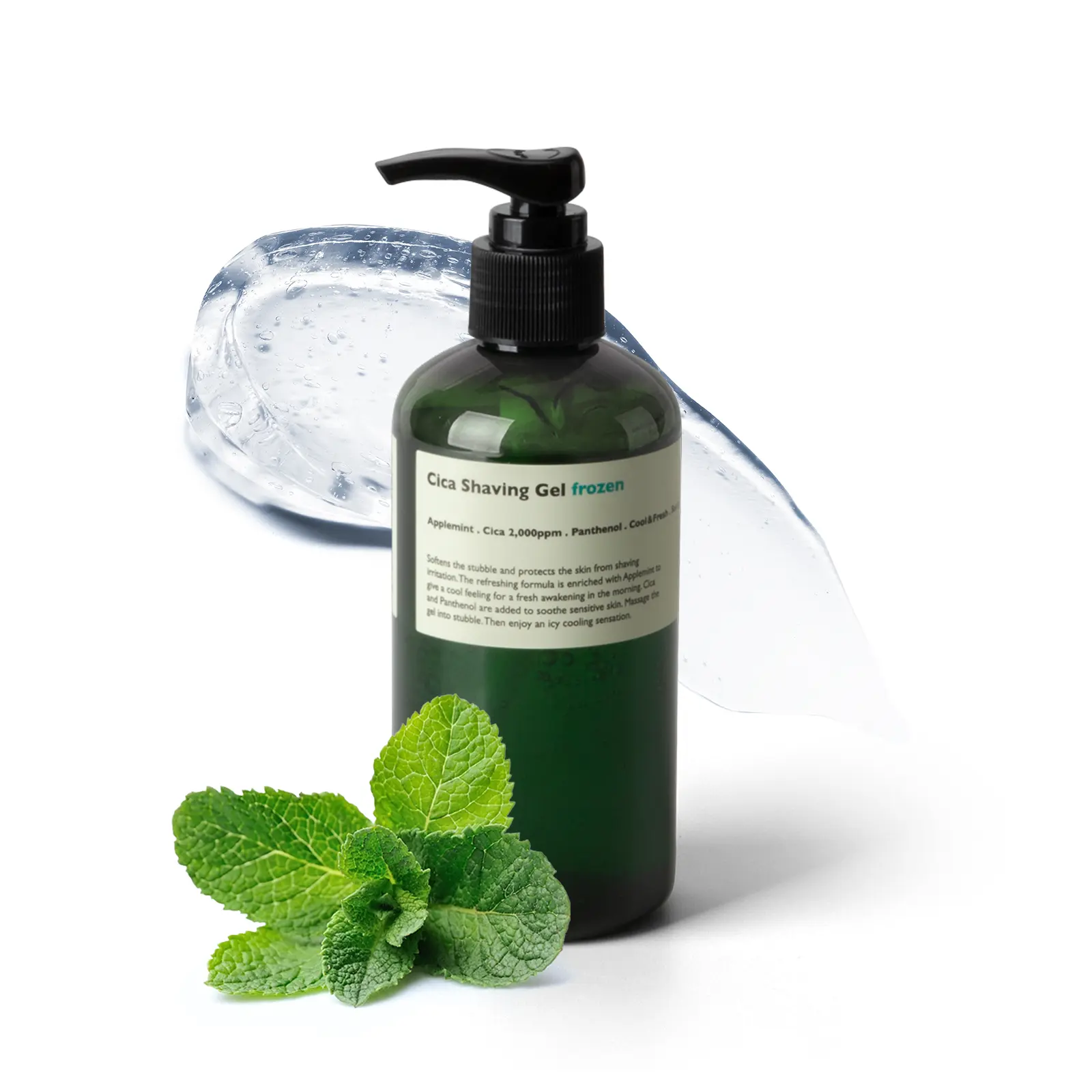 Lazy Society Cica & Panthenol Shaving Gel - 100% Transparent Clear Gel for Sensitive Skin, Icy Frozen Cooling with Apple Mint, Anti-Razor Burn Soothing Care, 8.45 Fl Oz