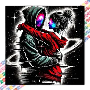 1 set DIY diamond painting kit, 5D diamond art kit, DIY decoration, embrace, starry sky, galaxy, silhouettes mosaic, diamond art, DIY art home decoration