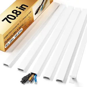 70.8in Large Cord Hider, Wire Covers for 3-4 Cords  Wall, Cord Hider Wall, TV Cord Hider Kit, Paintable TV Cord Hider for Wall Mounted TV, W1.18in H0.67in, White