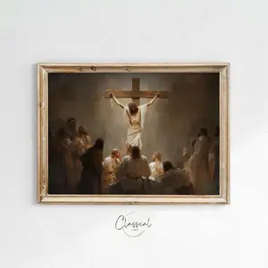 Unframed, Room Decor, Serene Print of Jesus on the Cross Printing, Printable Christian Artwork Jesus Wall Art