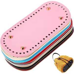 Bag Bottom 8Pcs PU Bag Bottom with Holes Oval Bag Base Bag Shaper Purse Cushion Pads DIY Handbag