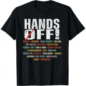 Hands Off Protest Social Security And Medicare Protest T-Shirt Men's Graphic Tee Crewneck Graphic Printed Unisex Cotton T-shirt for Men Fashion Men's Top for Daily Wear