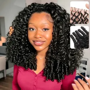 [NEW IN] LYSILF Burmese Curly Feather Crochet Human Hair water wave Human Crochet Hair Strands Pre-Separated Reusable Invisible 4-5 Packs for Full Head Virgin Human Hair Crochet Extensions Natural Black 50g/Pack #Summervibes