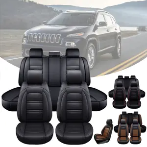 For Jeep Cherokee 2014 - 2023 5 Seater Car Seat Covers Front Rear Cushion Premium PU Leather Full Set Protector Anti-Slip Mat Pad 4 Seasons Waterproof - Mother's Day Gift