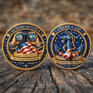 250th Anniversary U.S. Military Commemorative Coin, U.S. Navy Commemorative Challenge Coin, Military Coin Gift for Veterans, History Loviers