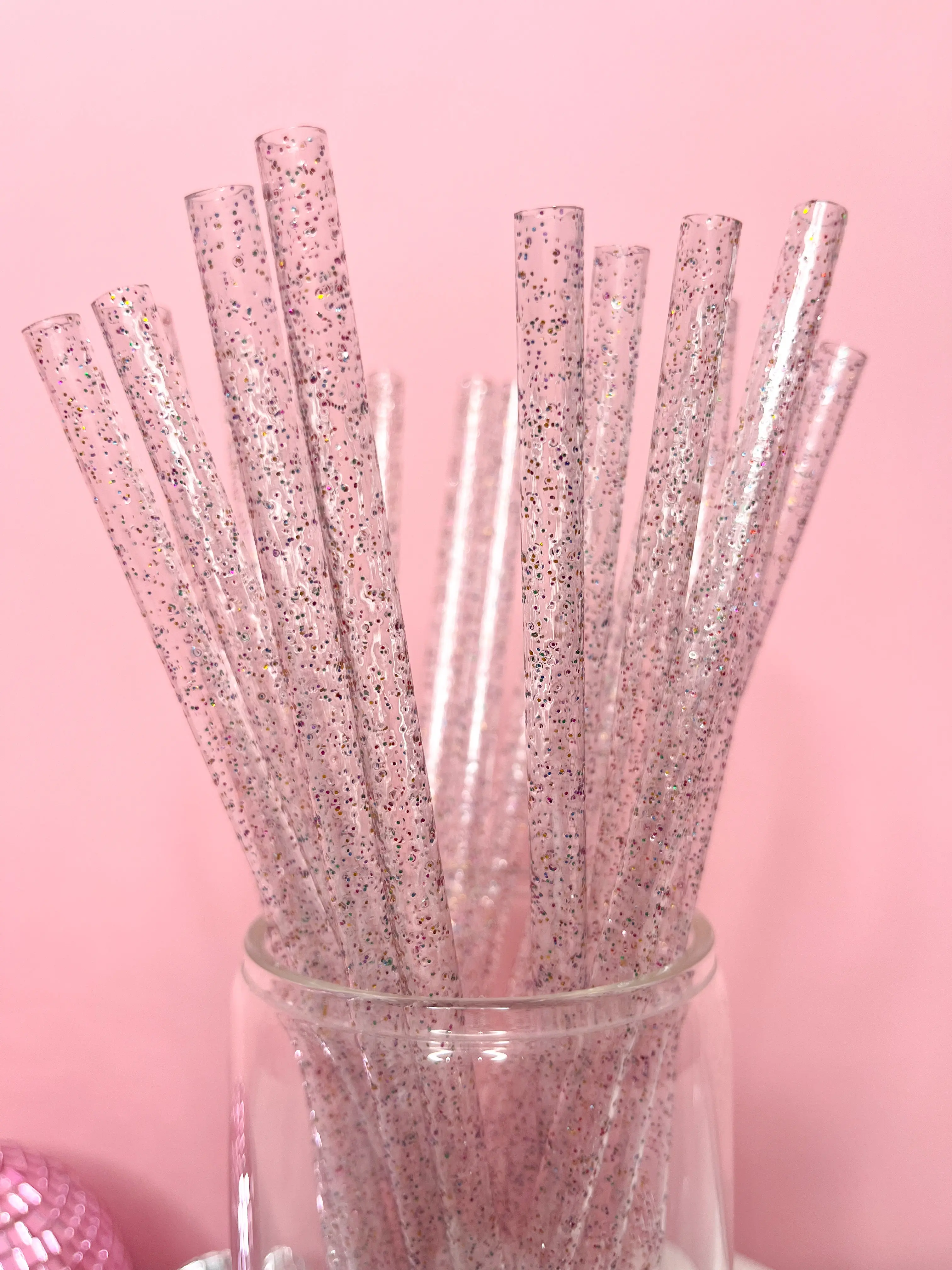 Glitter Reusable Straws (20 Pack) – 9" Iced Coffee & Party Drink Straws | Dopamine Party Glitter