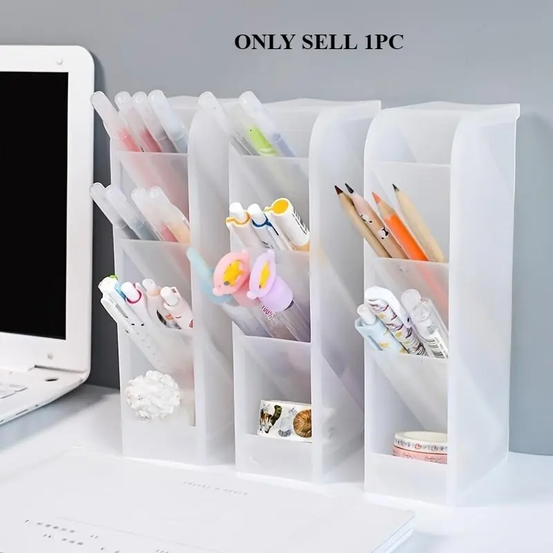 4 stages, 6 colors, vertical pen storage box, office and school supplies, Office Essentials, Makeup brush storage box, translucent pen storage rack, Pen Holders, Marker Pen Holder
