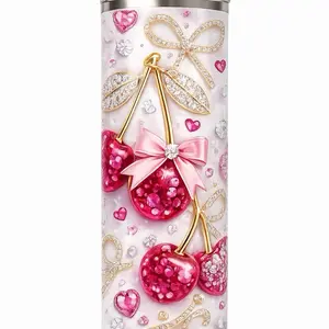 Cherry Blossoms 20oz Tumbler - Customizable with Colors Fonts & Name - Keeps Drinks Hot Cold - Spill Resistant Lid Easy Grip Base - Durable Dishwasher Safe Materials - Lightweight Sturdy Travel Friendly