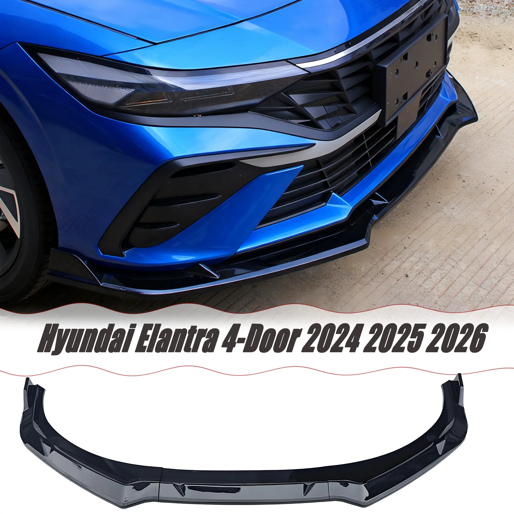 MUTUSAISI Front Lip Splitter Spoiler For Hyundai Elantra 4-Door 2024 2025 2026 Accessories Air Chin Body Kit
