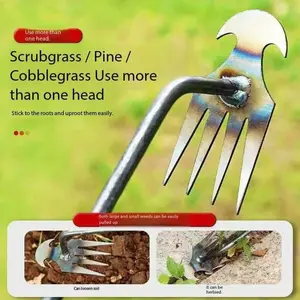 Weed Removal Tool, Root Puller Gardening Hoe, Stainless Steel Weed Digging Fork, Multi-Functional Weeding Hook, Garden Weeder Broom