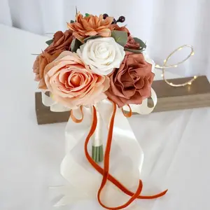 Wedding Bouquet Bride Flower Bridal Bouquets, Wedding for Bridesmaid Wedding Decor Decorative Fruit Ornaments Plants Rose Parties Decorations