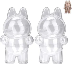 2Pcs Clear Figure Display Case with Keychain,Plastic Protective Cover for Blind Box Figures,Portable Dustproof Mini Doll Storage Bag,Blind Box Display Pouch for Fans and Collectors (Standing) WALLFID
