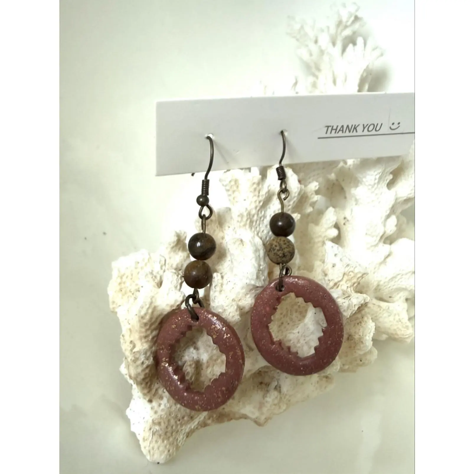 Polymer Clay Earrings with Accent Beads - Unique Design, Durable Material, Perfect for Everyday Wear