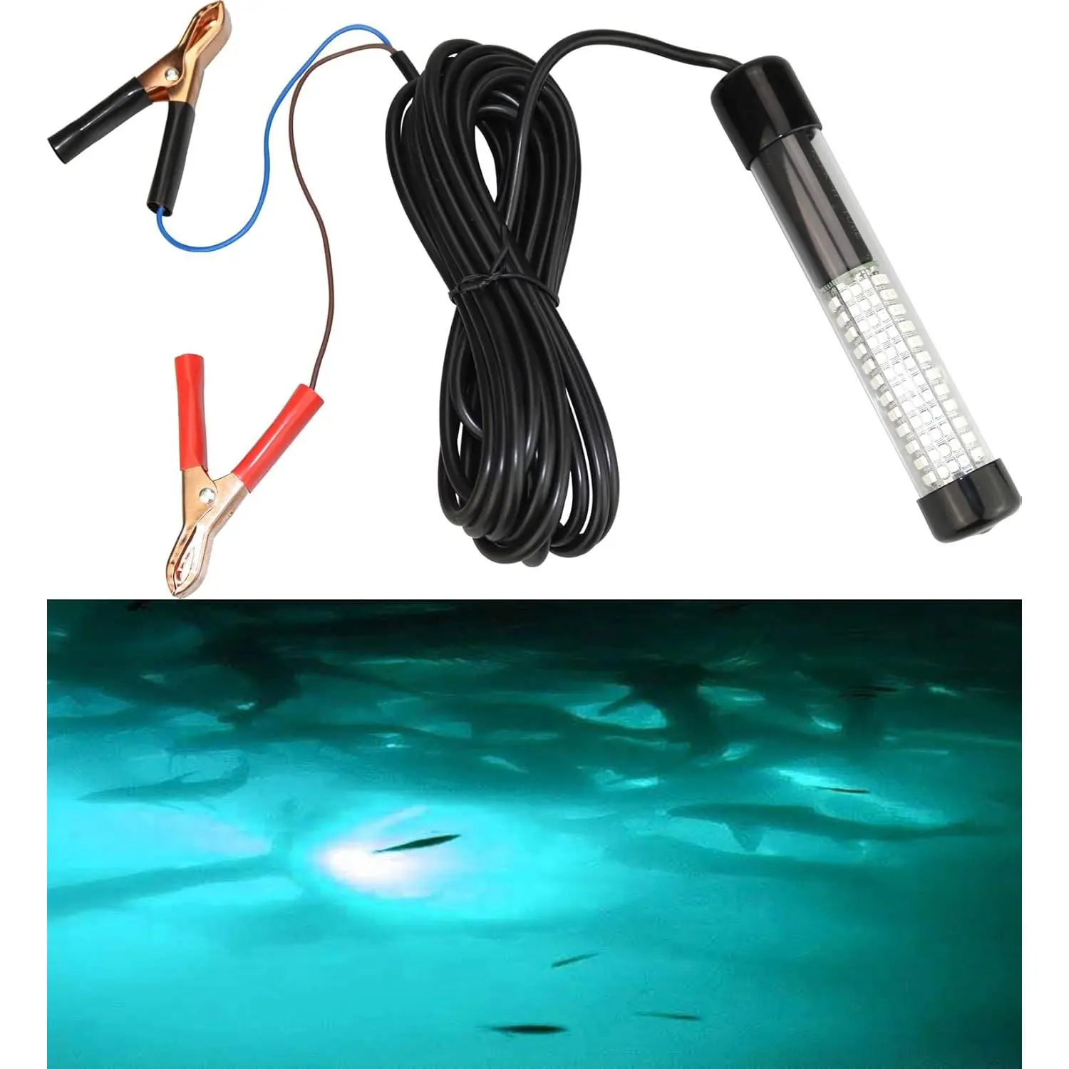 12V 14W 180 LEDs 1300 Lumens LED Submersible Fishing Light Underwater Fish Finder Lamp with 5m Cord