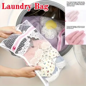Zippered Laundry Bag, Multi-Size Mesh Storage Bags, Fine and Coarse Mesh, Suitable for Different Clothes, Travel Use